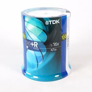 New TDK DVD+R 100 Pack Recordable Blank Disc Spindle 16X Speed 4.7 GB Data Each